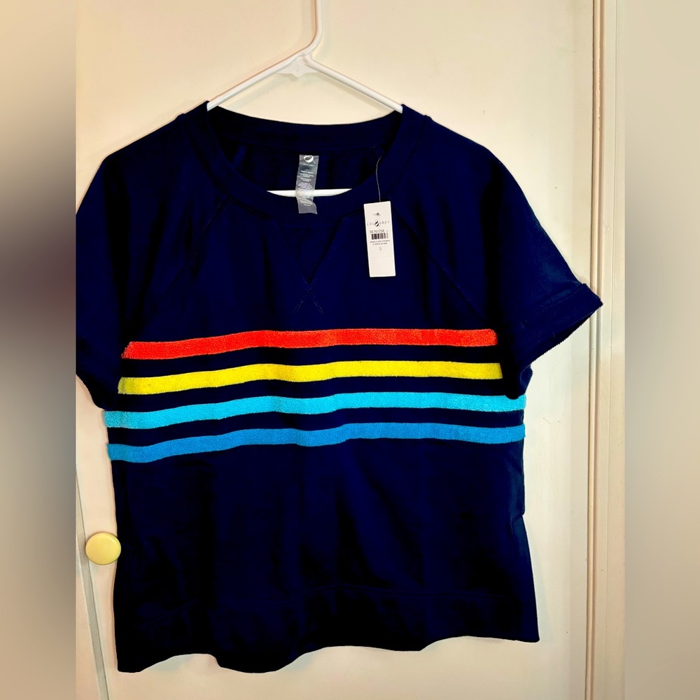 Loft Lou & Grey striped cotton terry short sleeve sweatshirt
